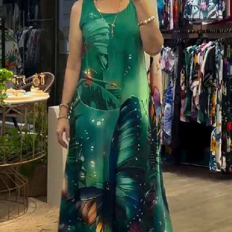 🌸50% rabatt🌸Damen lockeres bedrucktes ärmelloses Maxikleid – Bild 5