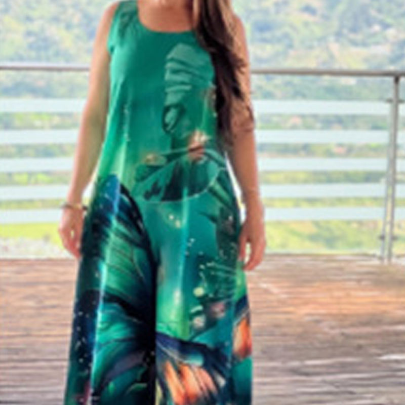 🌸50% rabatt🌸Damen lockeres bedrucktes ärmelloses Maxikleid – Bild 7